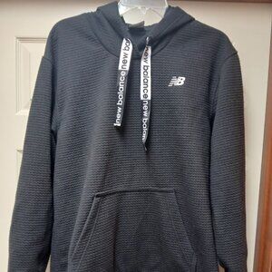 New Balance Pullover Poly Knit Textured Hoodie Sweatshirt Black Size Medium